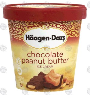 Haagen-Dazs chocolate peanut butter, chocolate ice cream with peanut butter swirl 14 fluid ounce