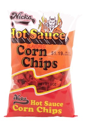 Nicks hot sauce flavored corn chips 4 ounce