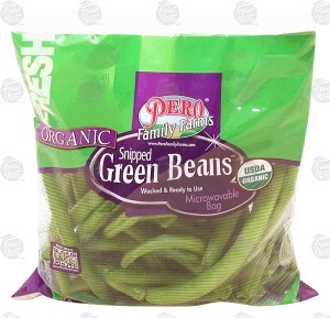 Pero Family Farms organic snipped grean beans, washed and ready to use 12 ounce