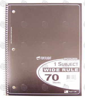 Top Flight 1 subject wide rule notebook, 70 sheets, 10.5in x 8in 1 count