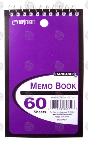 Top Flight Standards memo book, 60 sheets, 3 x 5 in. 1 count
