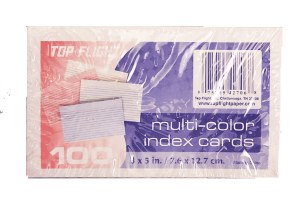 Top Flight multi-color index cards, 3 x 5 in. 100 count