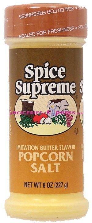 Spice Supreme popcorn salt, imitation butter flavor 8 ounce