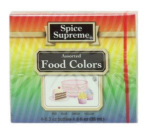 Spice Supreme food colors, 4 bottles, assorted 1.2 fluid ounce