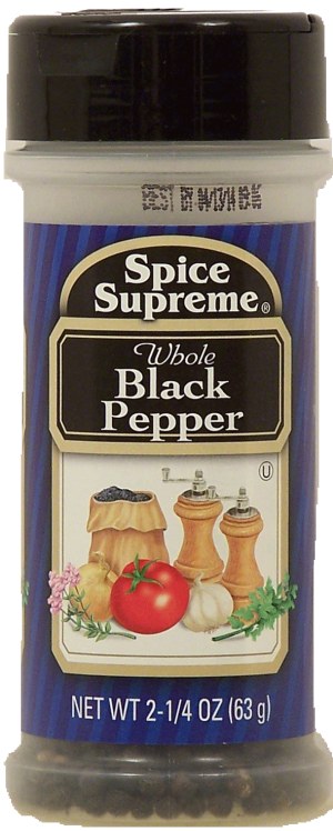 Spice Supreme pepper, whole black 2.25 ounce