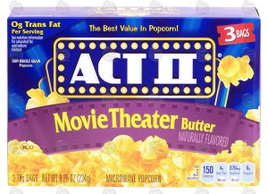 Act II movie theater butter flavored popcorn, 3 bags 8.25 ounce