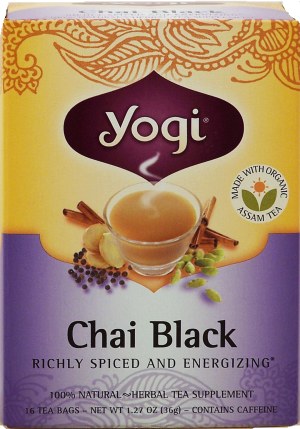 Yogi Chai Black herbal tea supplement, richly spiced and energizing, 16-bags 1.27 ounce