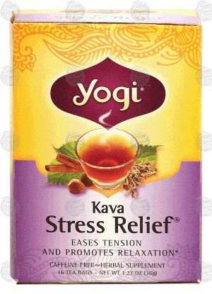 Yogi Kava Stress Relief caffeine free herbal supplement, 16 tea bags 1.27 ounce