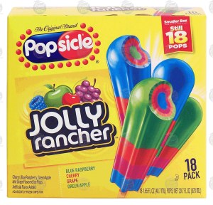 Popsicle Jolly Rancher ice pops, blue raspberry, cherry, grape, green apple, 18 pack 29.7 fluid ounce
