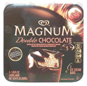 Magnum Double Chocolate chocolate ice cream dipped in a chocolatey coating, chocolatey sauce and milk chocalate, 3 bars 10.14 fluid ounce