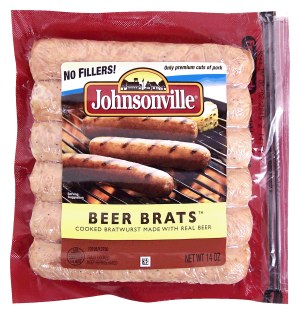 Johnsonville beer brats, cooked bratwurst, 6-count 14 ounce
