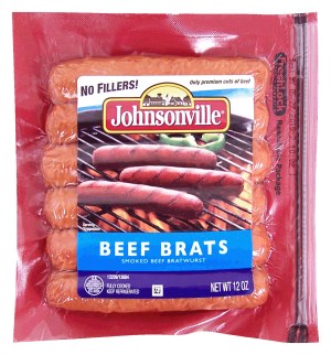Johnsonville beef brats, 6 ct 12 ounce