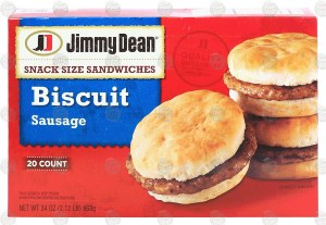 Jimmy Dean sausage biscuit, snack size sandwiches, 20 count 34 ounce