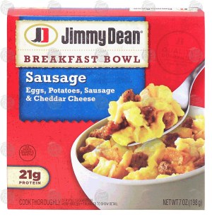 Jimmy Dean Breakfast Bowl sausage; eggs, potatoes, sausage & cheddar cheese 7 ounce