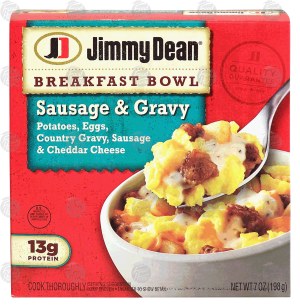 Jimmy Dean Breakfast Bowl sausage & gravy, potatoes, eggs, country gravy, sausage & cheddar 7 ounce