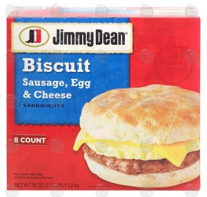 Jimmy Dean biscuit, sausage, egg & cheese sandwiches, 8 count, fully cooked 36 ounce