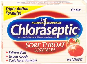 Chloraseptic sore throat lozenges cherry flavored 18 count