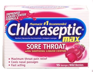 Chloraseptic sore throat lozenges with soothing liquid center, wild berries flavor 15 count
