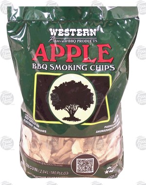 Western apple bbq smoking chips, use with gas grills or electric smokers, 180 cubic inches 1 count