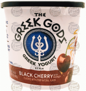 The Greek Gods black cherry greek yogurt with honey, plastic tub 24 ounce
