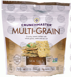 Crunchmaster Multi-Grain sea salt baked whole grain crackers, resealable bag 4 ounce