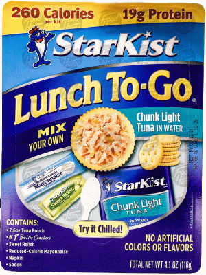 Starkist Lunch To Go chunk light tuna in water, crackers, mayonnaise, relish 4.1 ounce