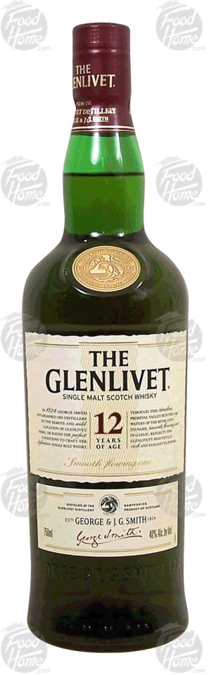 Glenlivet Smooth flowing one single malt scotch whisky, aged 12 years, 40% alc. by vol. 750 milliliter