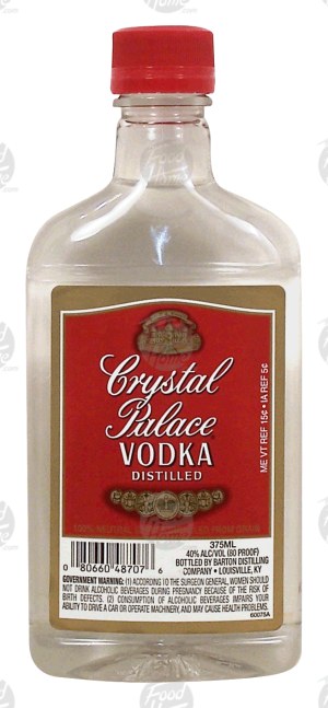 Crystal Palace vodka, distilled, 40% alc. by vol. 375 milliliter