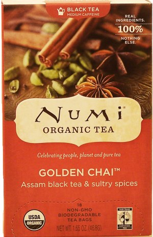 Numi Golden Chai assam black tea & sultry spices, medium caffeine, 18-tea bags 1.65 ounce