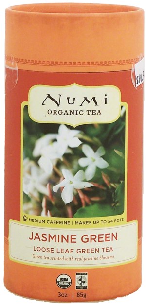 Numi jasmine green loose leaf tea, medium caffeine, makes up to 54 pots 3 ounce