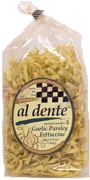 Al Dente Tender But Firm garlic parsley fettuccine pasta 12 ounce
