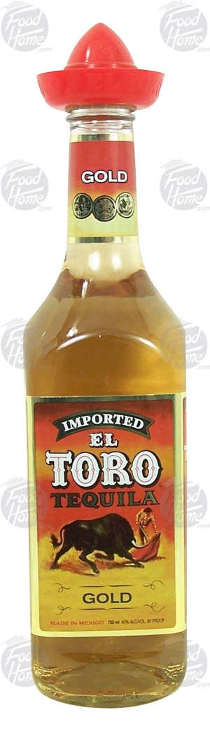 El Toro Gold tequila imported from Mexico, 40% alc. by vol. 750 milliliter