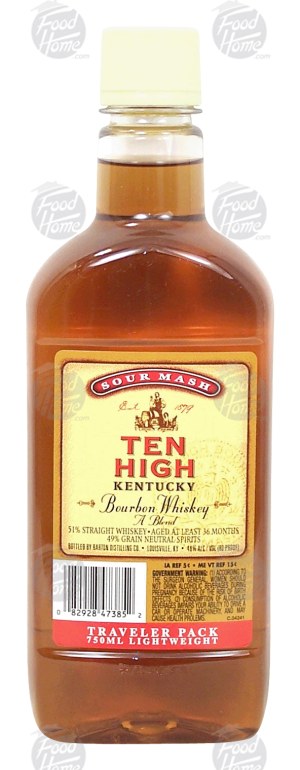 Ten High Sour Mash kentucky bourbon whiskey, a blend, 40% alc. by vol. 750 milliliter