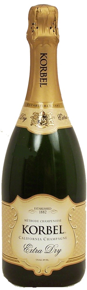 Korbel Extra Dry methode champenoise wine of California, 12% alc. by vol. 750 milliliter