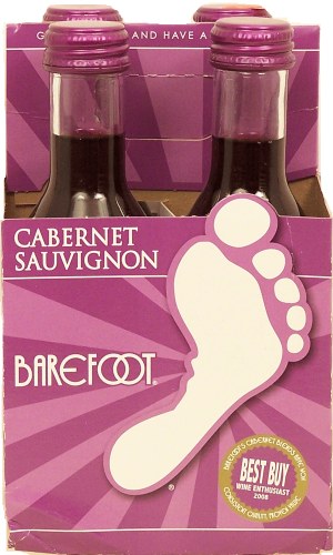 Barefoot cabernet sauvignon wine of California, 13% alc. by vol., 187-ml single serve 4 pack