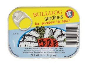 Bull Dog sardines in water 3.75 ounce