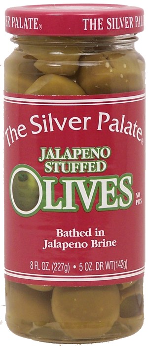 Silver Palate olives, jalapeno stuffed, bathed in jalapeno brine 8 fluid ounce