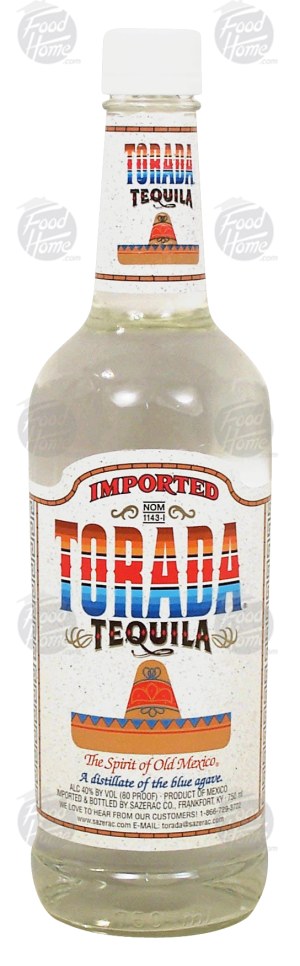 Torada tequila, imported, a distillate of the blue agave, 40% alc. by vol. 750 milliliter