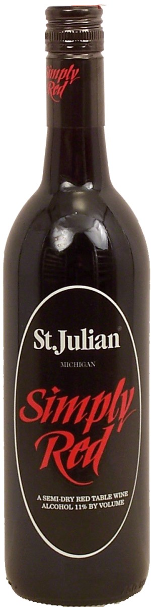 St. Julian Simply Red a semi-dry red table wine, 11% alc./vol. 750 milliliter