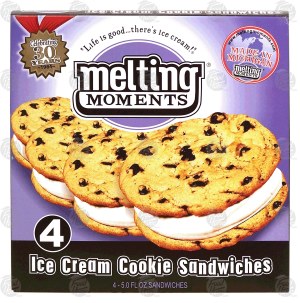 Melting Moments ice cream cookie sandwiches, 4 - 5 fl oz sandwiches 4 count