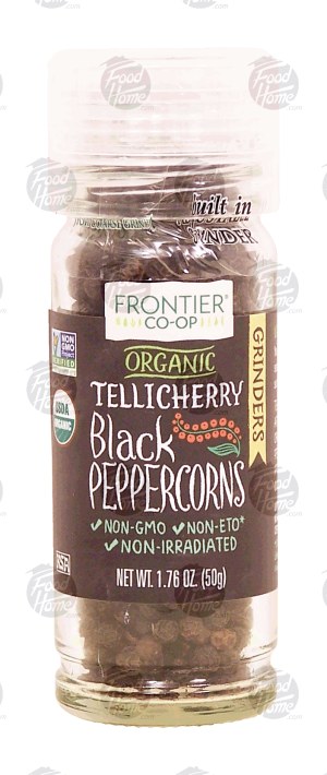 Frontier Co-op Grinders tellicherry black peppercorns, organic 1.76 ounce