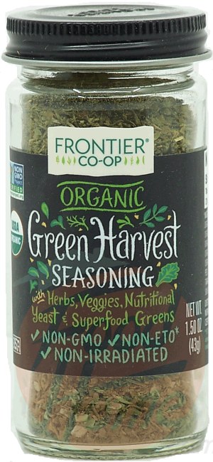 Frontier Brand Organic green harvest seasoning with herbs, veggies, nutrional yeast 1.5 ounce