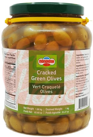 Monorosh cracked green olives 65.6 ounce