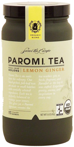 Paromi Tea Organic Blend full leaf oolong lemon ginger, 15-sachets 1.6 ounce