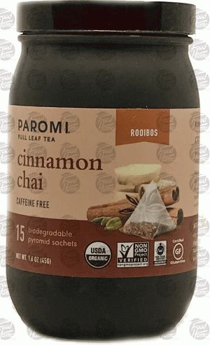 Paromi Tea Artisan Blend super grade rooibos cinnamon chai, caffeine free, 15-sachets 1.6 ounce