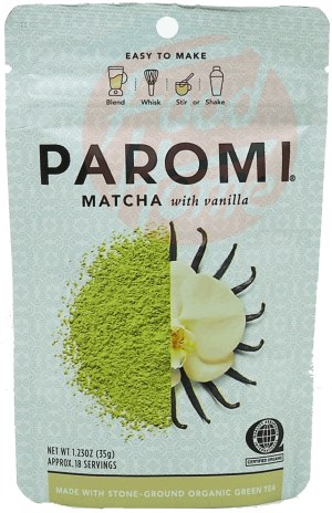 Paromi Tea matcha with vanilla made with stone-ground organic green tea 1.23 ounce