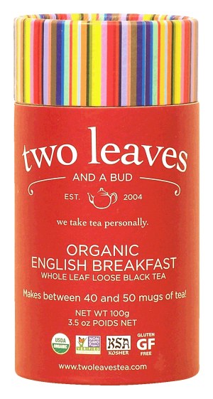 Two Leaves Tea Company organic english breakfast whole leaf loose black tea 3.5 ounce
