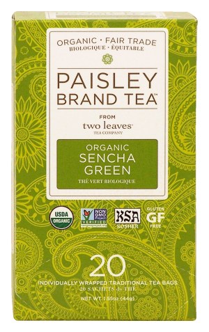 Paisley Tea Co. two leaves tea company organic sencha green, 20-tea bags 1.55 ounce
