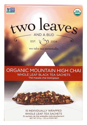 Two Leaves Tea Company organic mountain high chai whole leaf black tea 15-sachets 1.32 ounce