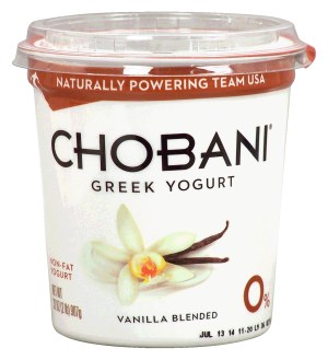 Chobani non-fat greek yogurt, vanilla blended 32 ounce